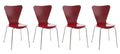 Bezoekersstoel Set 4x - Gaststoel - Ergonomisch Comfort, Stapelbaar Design Kleur rood