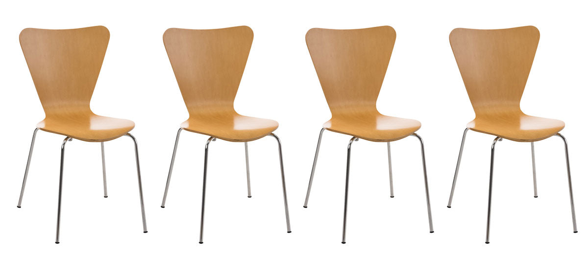 Bezoekersstoel Set 4x - Gaststoel - Ergonomisch Comfort, Stapelbaar Design Kleur natuur