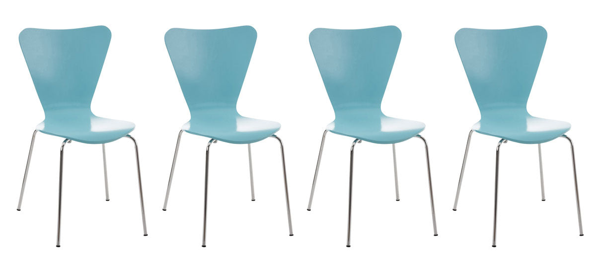 Bezoekersstoel Set 4x - Gaststoel - Ergonomisch Comfort, Stapelbaar Design Kleur lichtblauw