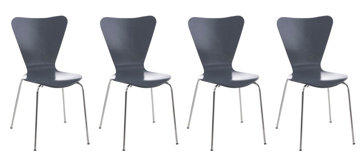 Bezoekersstoel Set 4x - Gaststoel - Ergonomisch Comfort, Stapelbaar Design Kleur grijs