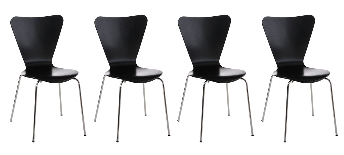 Bezoekersstoel Set 4x - Gaststoel - Ergonomisch Comfort, Stapelbaar Design Kleur zwart