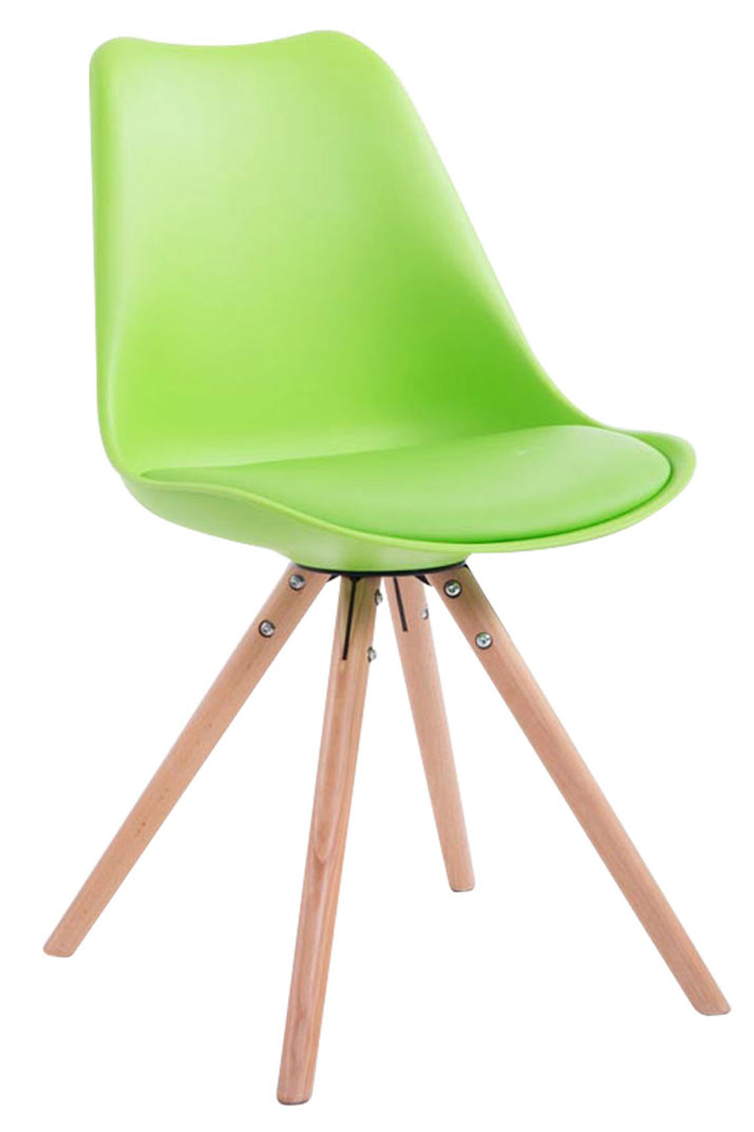 Bezoekersstoel Kunstleer - Vergaderstoel - Comfortabel Zitcomfort Kleur groen Onderstel Kleur natuur