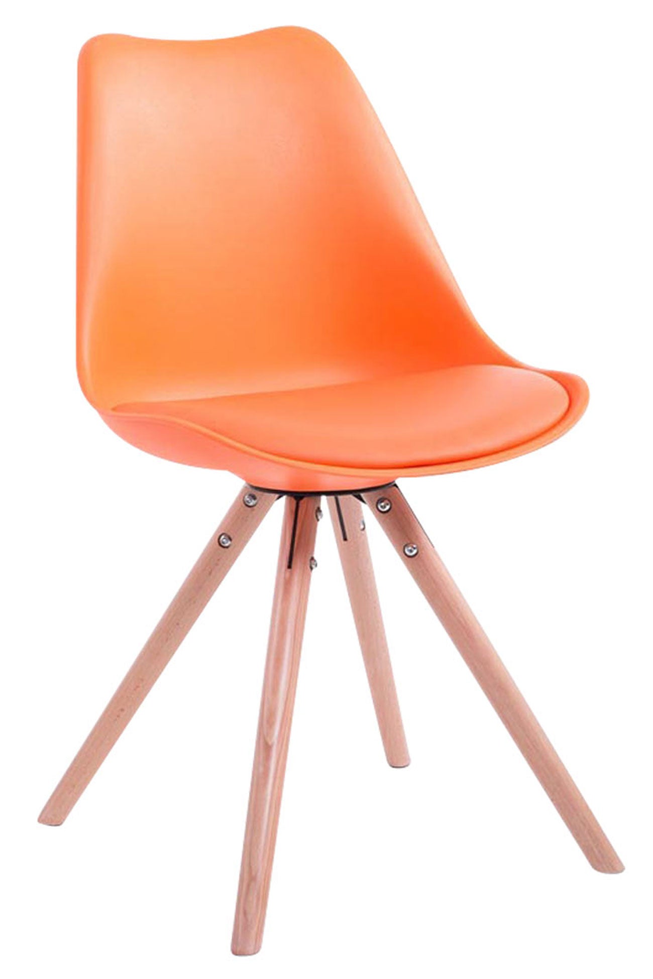 Bezoekersstoel Kunstleer - Vergaderstoel - Comfortabel Zitcomfort Kleur oranje Onderstel Kleur natuur