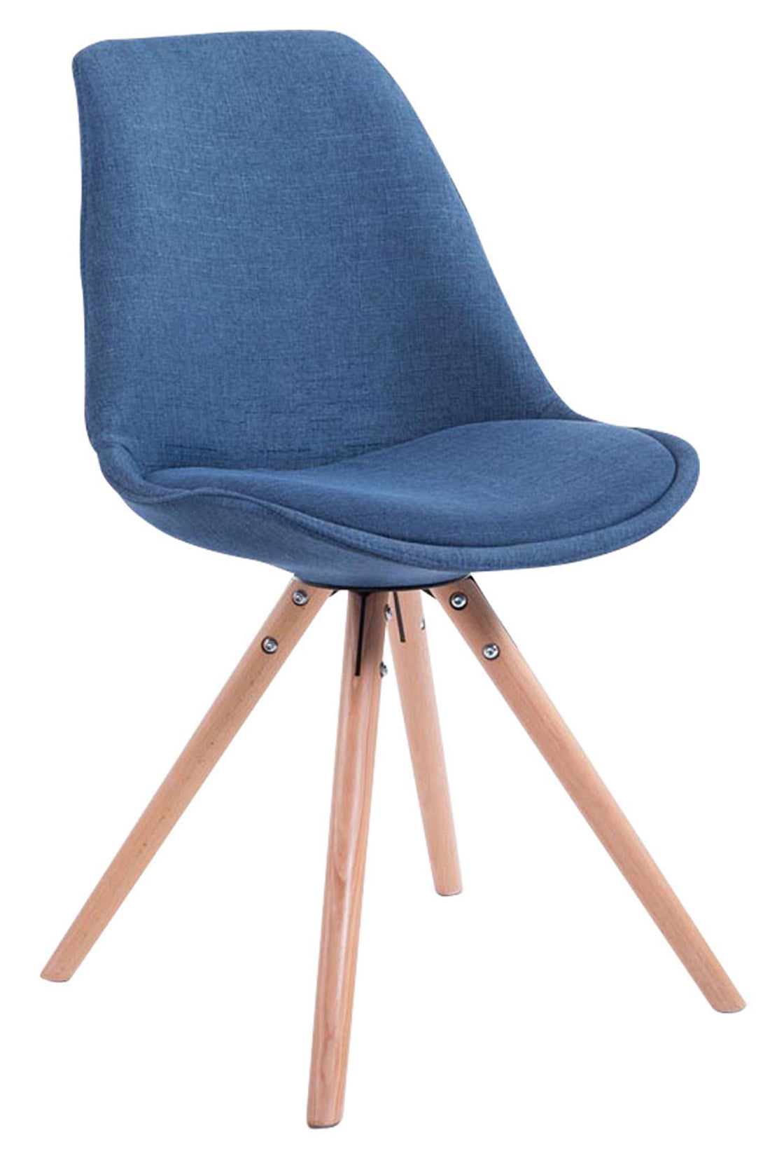 Bezoekersstoel Stoff Rond - Gaststoel - Luxe Comfort & Design Kleur blauw Onderstel Kleur natuur