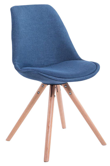 Bezoekersstoel Stoff Rond - Gaststoel - Luxe Comfort & Design Kleur blauw Onderstel Kleur natuur