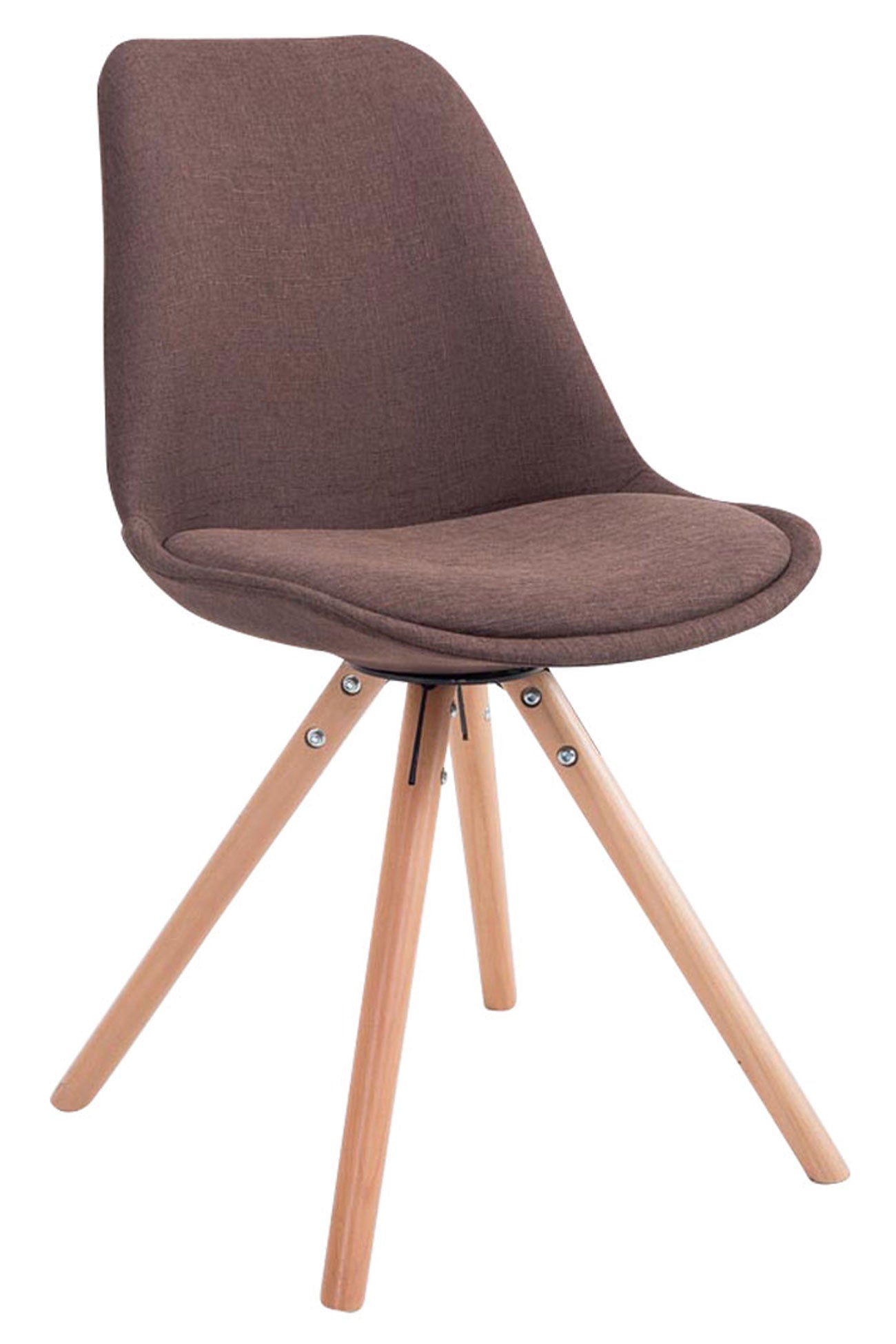 Bezoekersstoel Stoff Rond - Gaststoel - Luxe Comfort & Design Kleur bruin Onderstel Kleur natuur