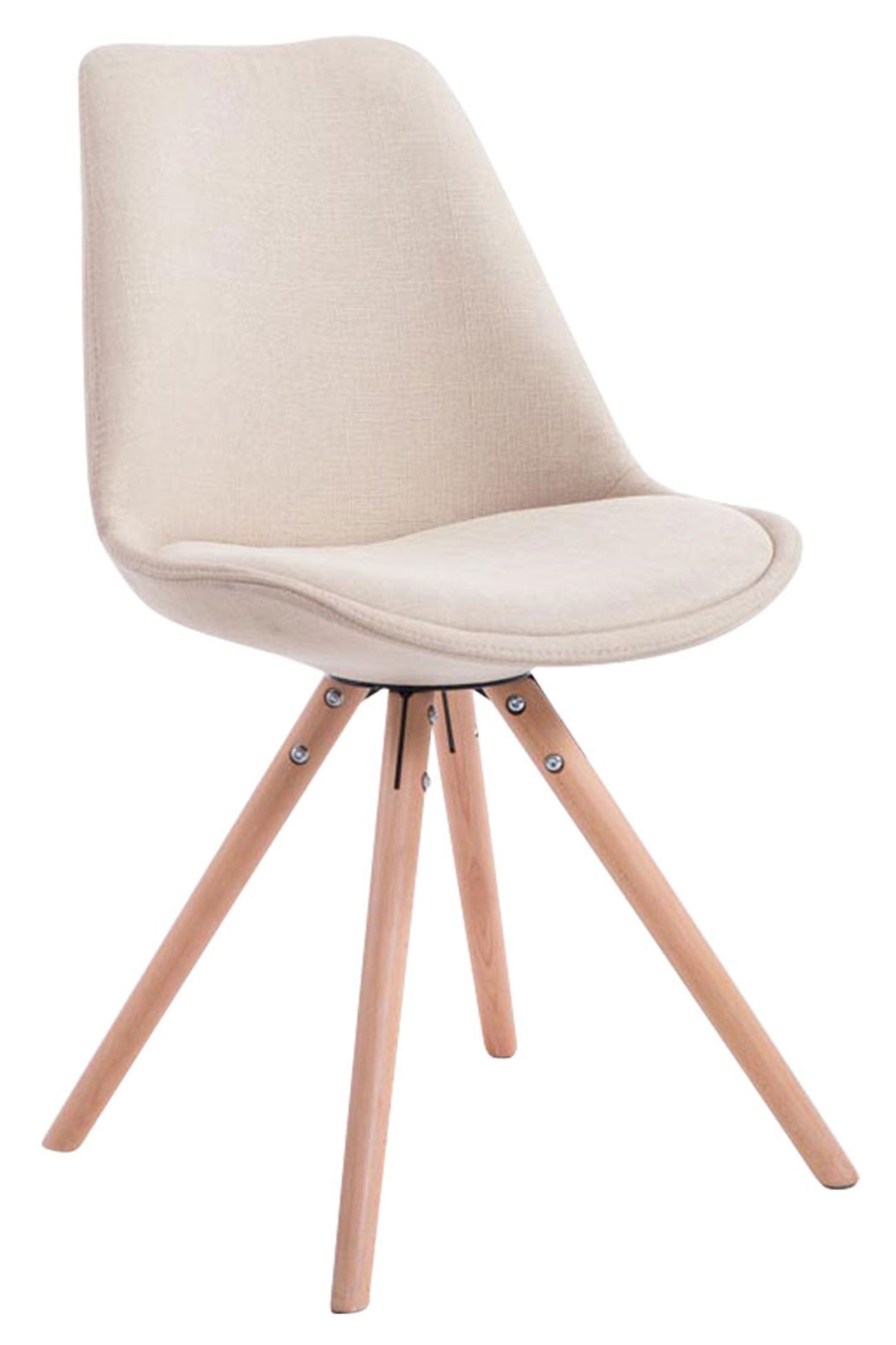 Bezoekersstoel Stoff Rond - Gaststoel - Luxe Comfort & Design Kleur crème Onderstel Kleur natuur
