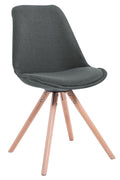 Bezoekersstoel Stoff Rond - Gaststoel - Luxe Comfort & Design Kleur donkergrijs Onderstel Kleur natuur