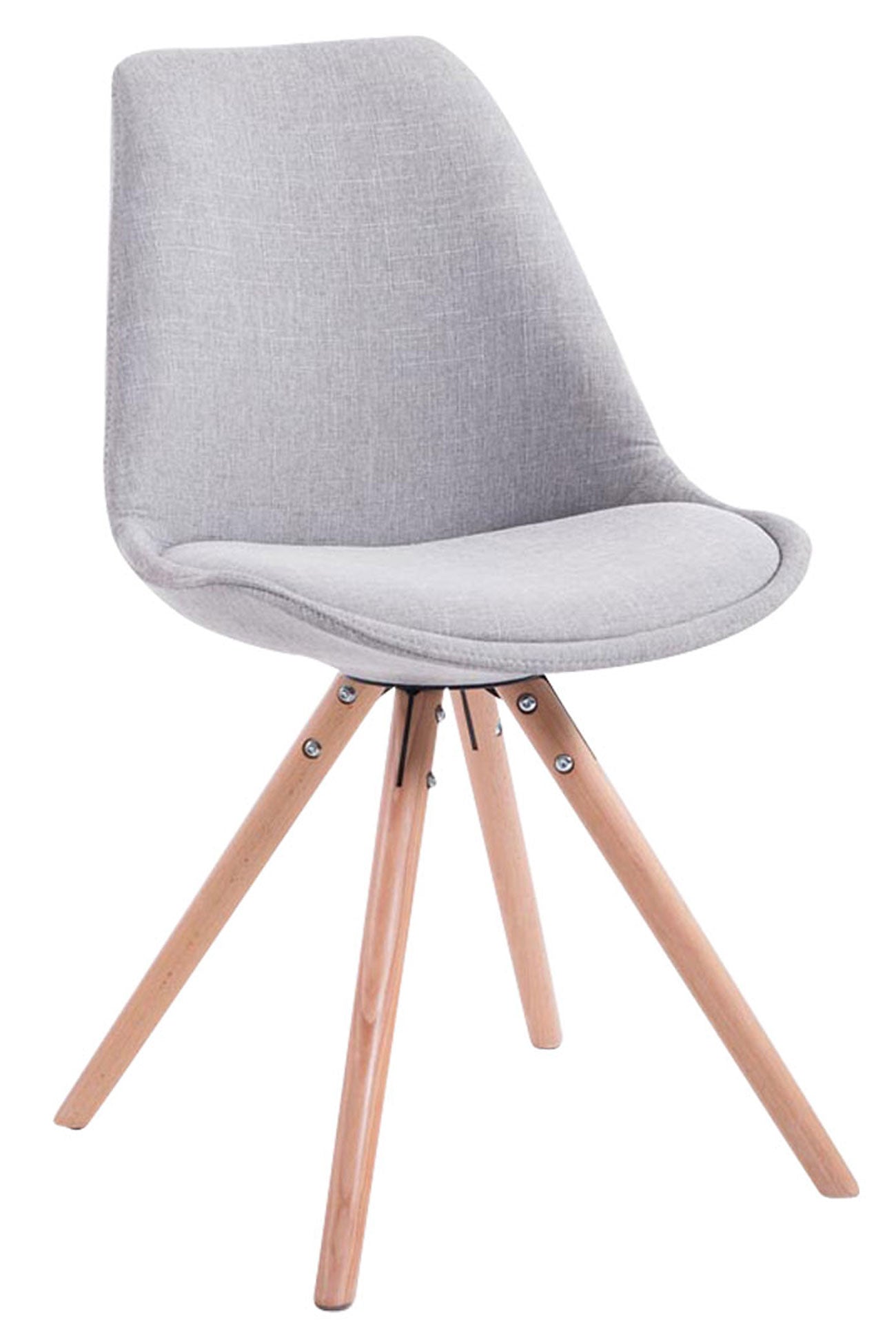 Bezoekersstoel Stoff Rond - Gaststoel - Luxe Comfort & Design Kleur grijs Onderstel Kleur natuur