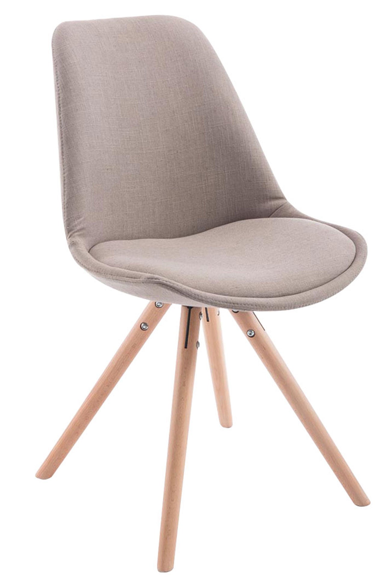 Bezoekersstoel Stoff Rond - Gaststoel - Luxe Comfort & Design Kleur taupe Onderstel Kleur natuur
