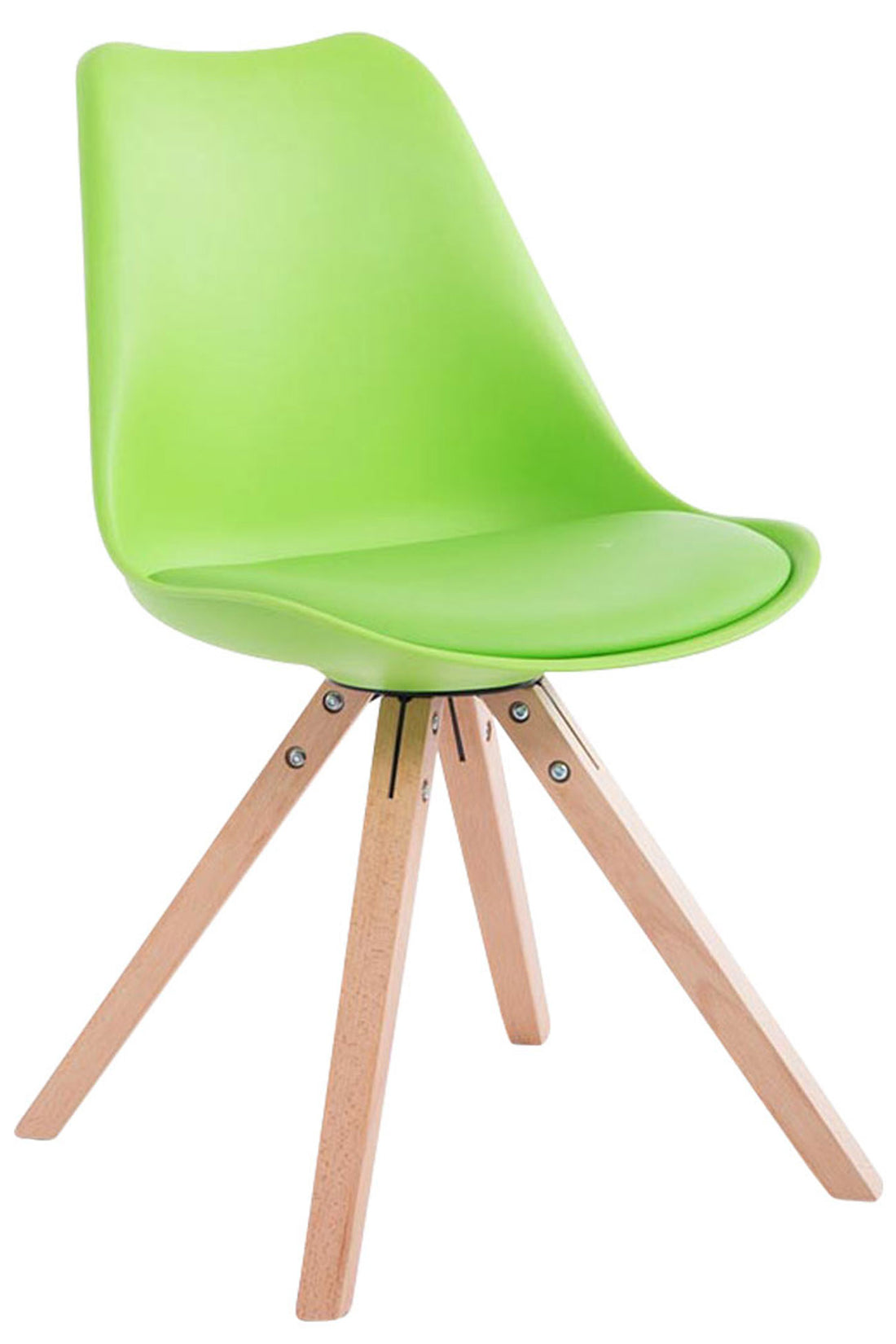 Bezoekersstoel Kunstlederen Bekleding - Gaststoel - Optimaal Comfort Kleur groen Onderstel Kleur natuur
