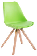 Bezoekersstoel Kunstlederen Bekleding - Gaststoel - Optimaal Comfort Kleur groen Onderstel Kleur natuur