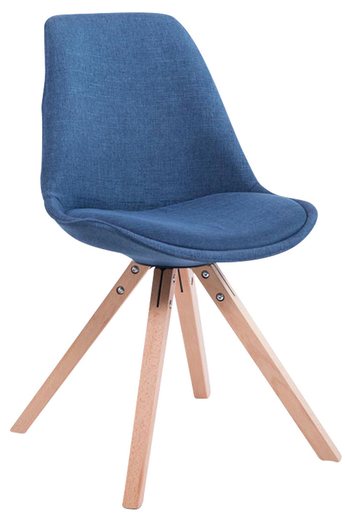 Bezoekersstoel Stof - Gastenstoel - Optimaal Comfort & Houten Poten Kleur blauw Onderstel Kleur natuur