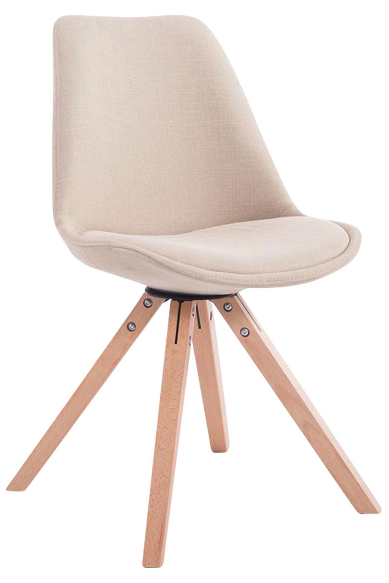 Bezoekersstoel Stof - Gastenstoel - Optimaal Comfort & Houten Poten Kleur crème Onderstel Kleur natuur