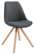 Bezoekersstoel Stof - Gastenstoel - Optimaal Comfort & Houten Poten Kleur donkergrijs Onderstel Kleur natuur
