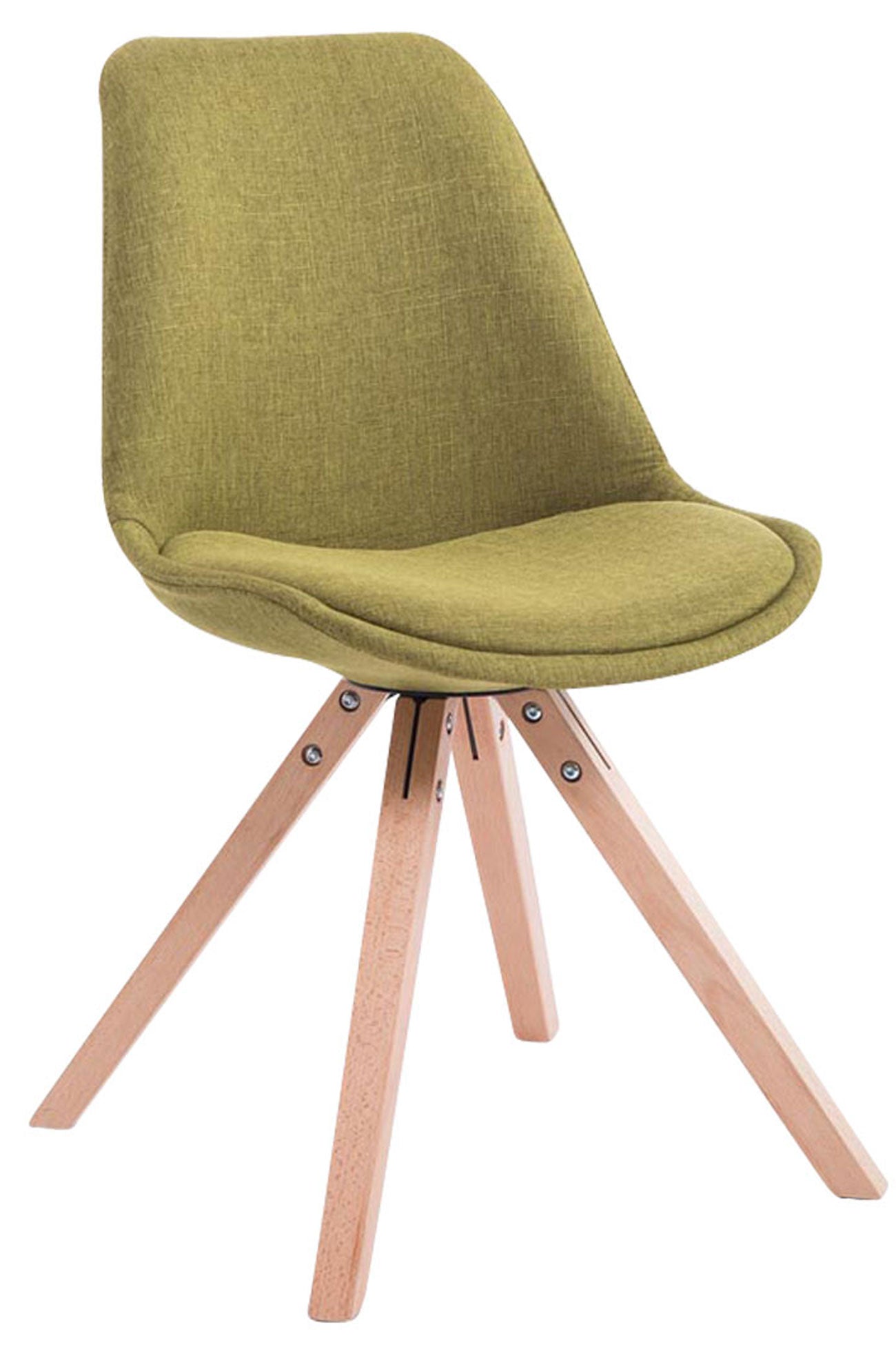 Bezoekersstoel Stof - Gastenstoel - Optimaal Comfort & Houten Poten Kleur groen Onderstel Kleur natuur