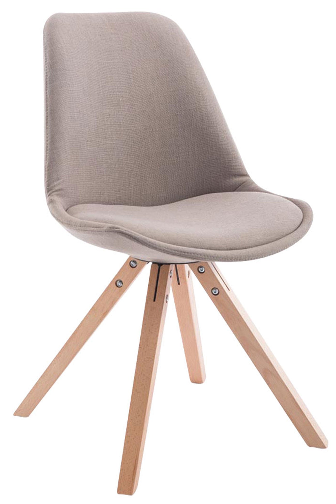 Bezoekersstoel Stof - Gastenstoel - Optimaal Comfort & Houten Poten Kleur taupe Onderstel Kleur natuur