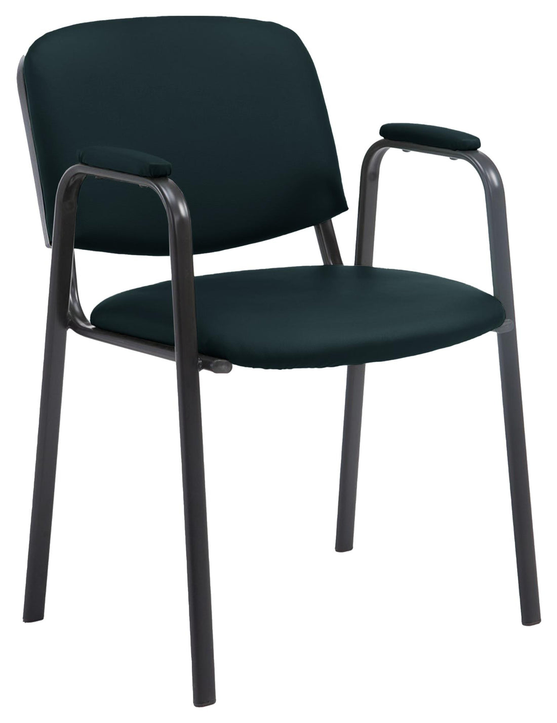 Conferentiestoel Kunstleer - Stapelstoel - Ruimtebesparend en comfortabel Kleur zwart