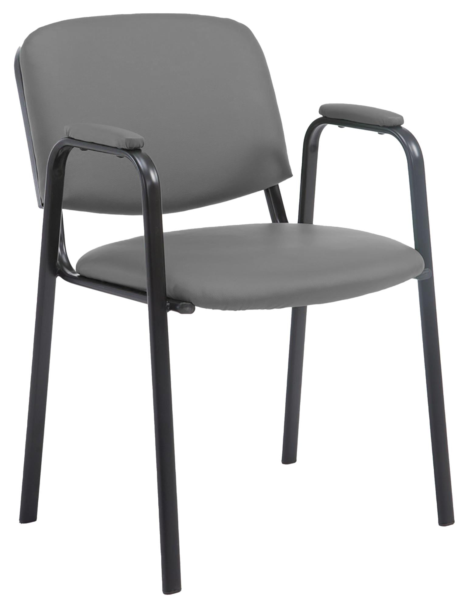 Conferentiestoel Kunstleer - Stapelstoel - Ruimtebesparend en comfortabel Kleur grijs