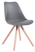 Bezoekersstoel Kunstleer - Vergaderstoel - Comfortabel Zitcomfort Kleur grijs Onderstel Kleur natuur