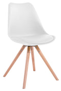 Bezoekersstoel Kunstleer - Vergaderstoel - Comfortabel Zitcomfort Kleur wit Onderstel Kleur natuur