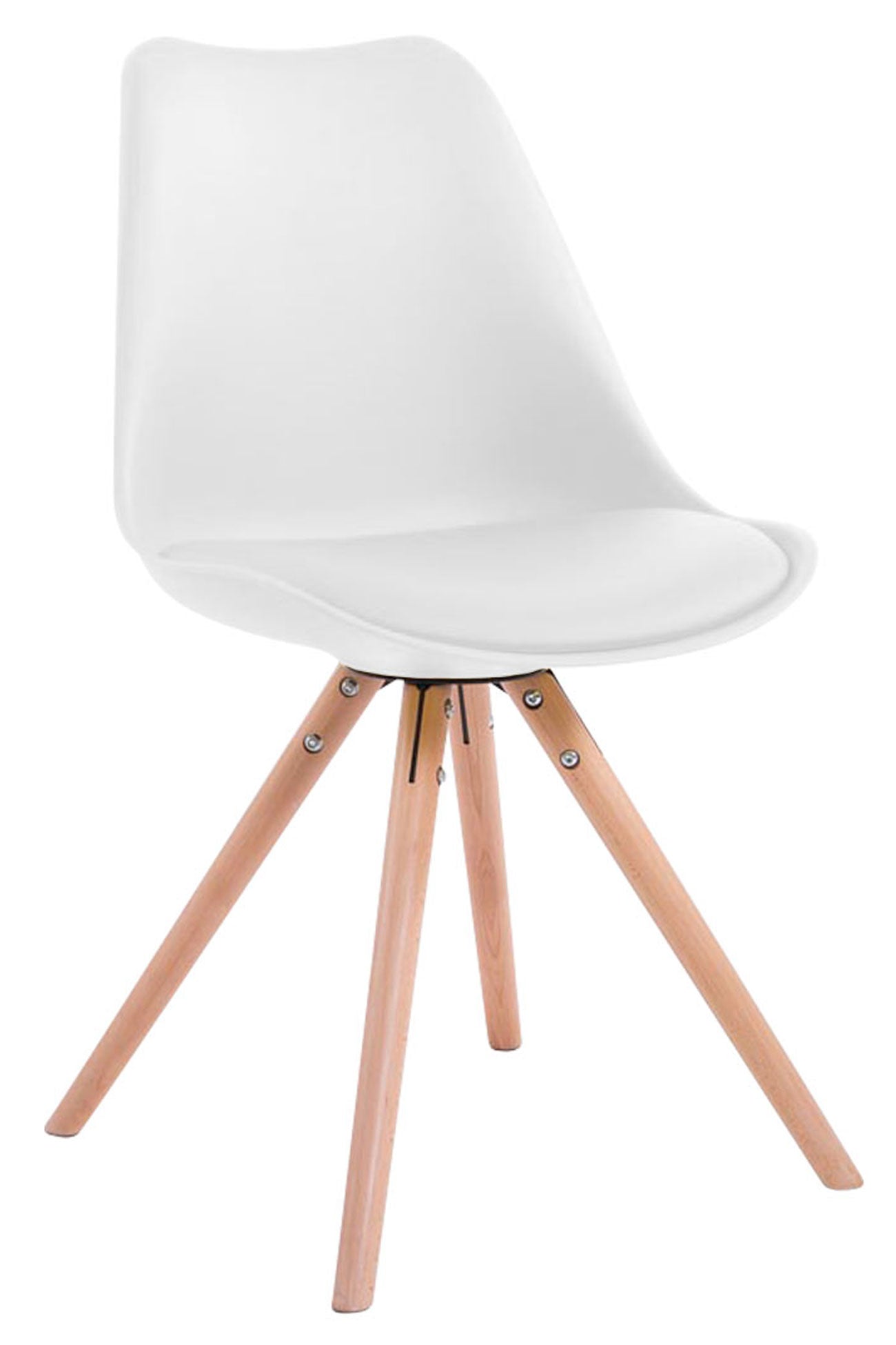Bezoekersstoel Kunstleer - Vergaderstoel - Comfortabel Zitcomfort Kleur wit Onderstel Kleur natuur