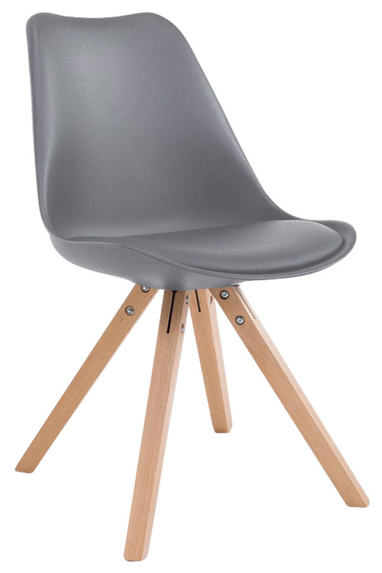 Bezoekersstoel Kunstlederen Bekleding - Gaststoel - Optimaal Comfort Kleur grijs Onderstel Kleur natuur