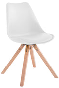 Bezoekersstoel Kunstlederen Bekleding - Gaststoel - Optimaal Comfort Kleur wit Onderstel Kleur natuur