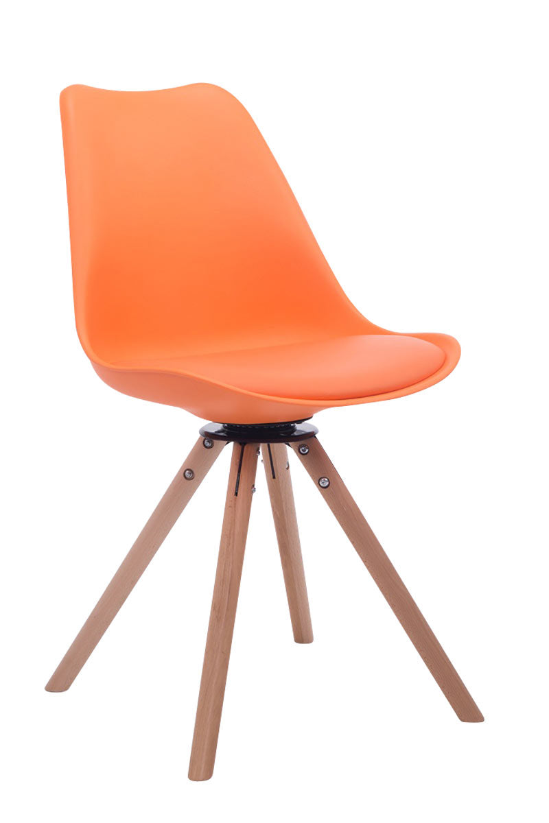 Eetkamerstoel - Elegant Zitcomfort - Kunststof, Imitatieleer en Hout Kleur oranje