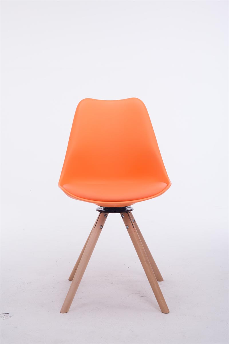 Eetkamerstoel - Elegant Zitcomfort - Kunststof, Imitatieleer en Hout Kleur oranje