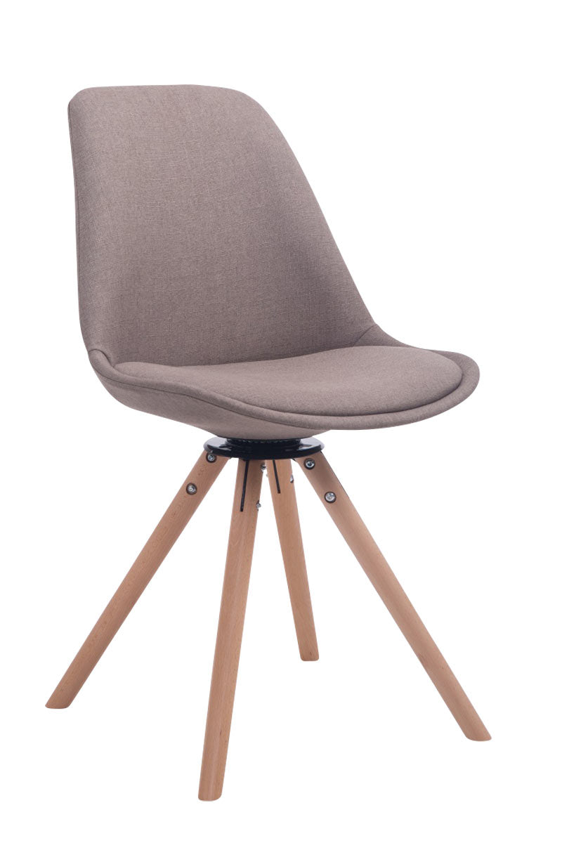 Moderne Eetkamerstoel - Design Stoel - 360° Draaibaar Houten Onderstel Kleur taupe