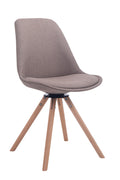 Moderne Eetkamerstoel - Design Stoel - 360° Draaibaar Houten Onderstel Kleur taupe