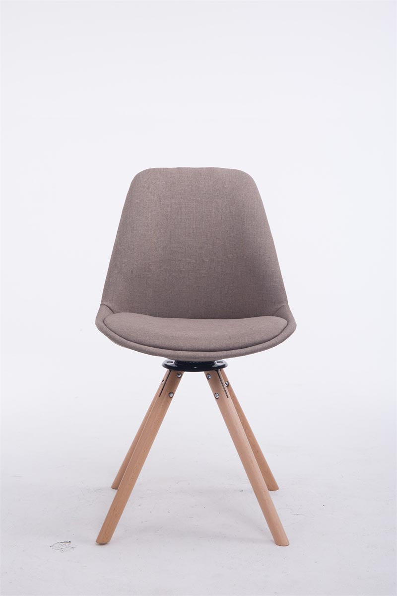 Moderne Eetkamerstoel - Design Stoel - 360° Draaibaar Houten Onderstel Kleur taupe