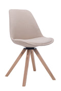 Bezoekerstoel Stof - Gaststoel - Comfortabel Zitplezier & Exclusieve Uitstraling Kleur crème Onderstel Kleur natuur