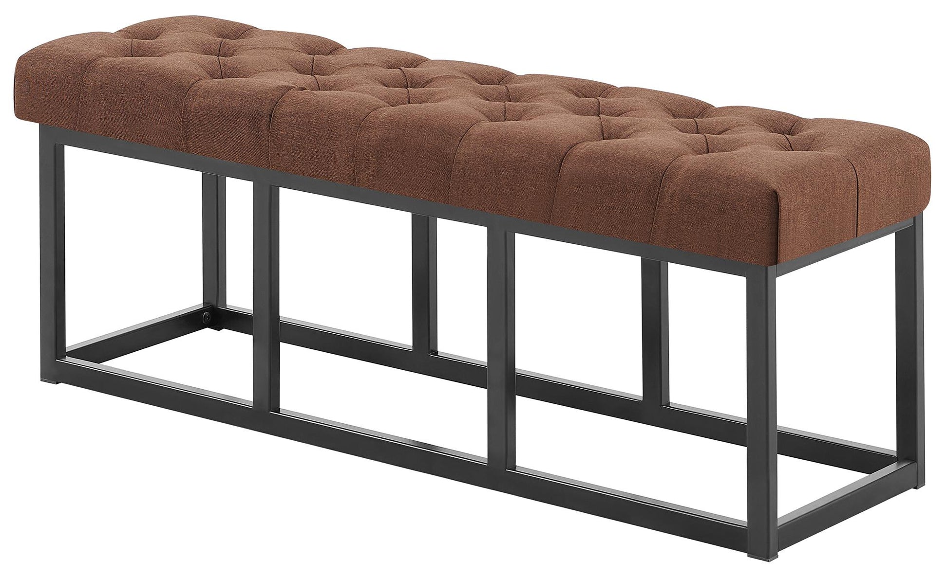 Zitbank met stoffen bekleding - Gestoffeerde Bank - Onderhoudsvriendelijk - Zwart Metaal Frame Kleur bruin Maat