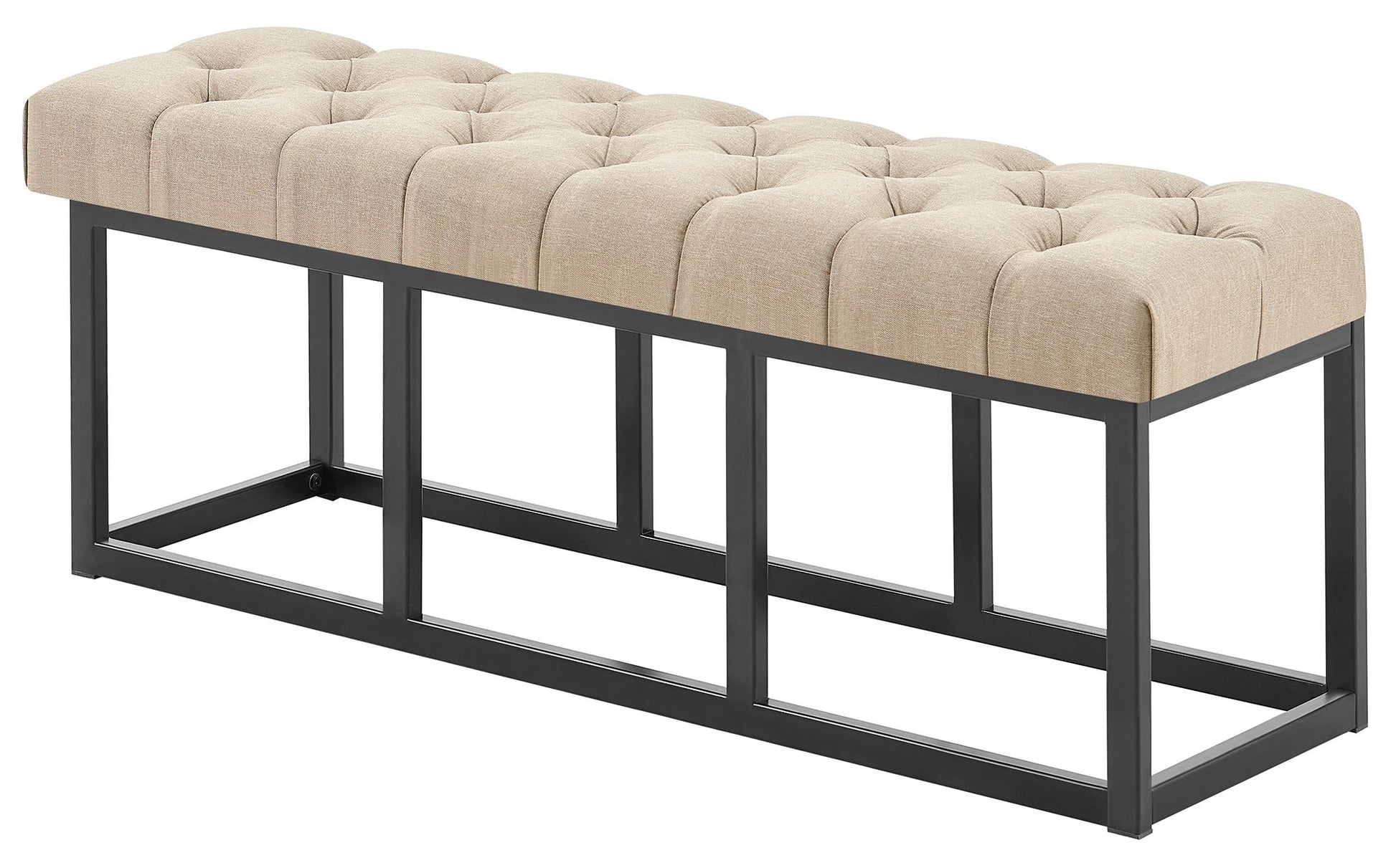 Zitbank met stoffen bekleding - Gestoffeerde Bank - Onderhoudsvriendelijk - Zwart Metaal Frame Kleur taupe Maat