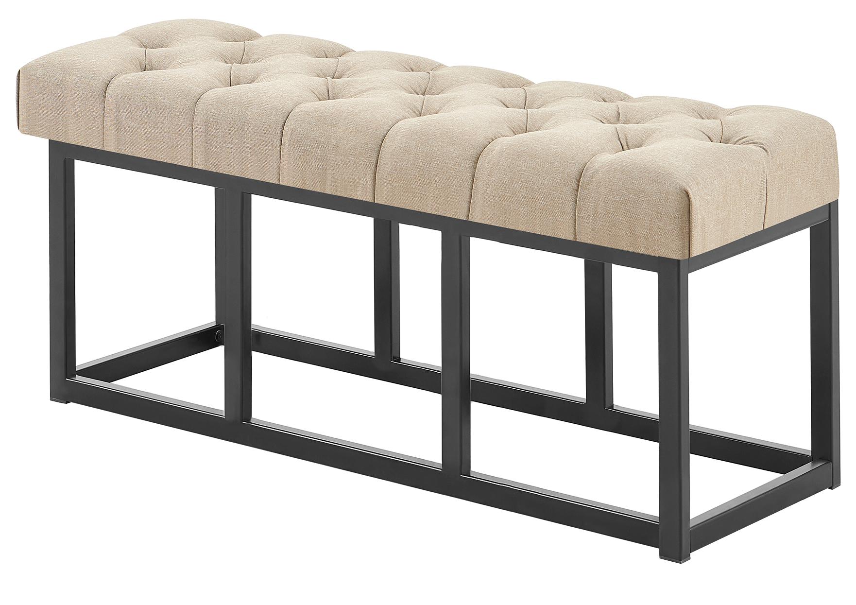 Zitbank met stoffen bekleding - Gestoffeerde Bank - Onderhoudsvriendelijk - Zwart Metaal Frame Kleur taupe Maat