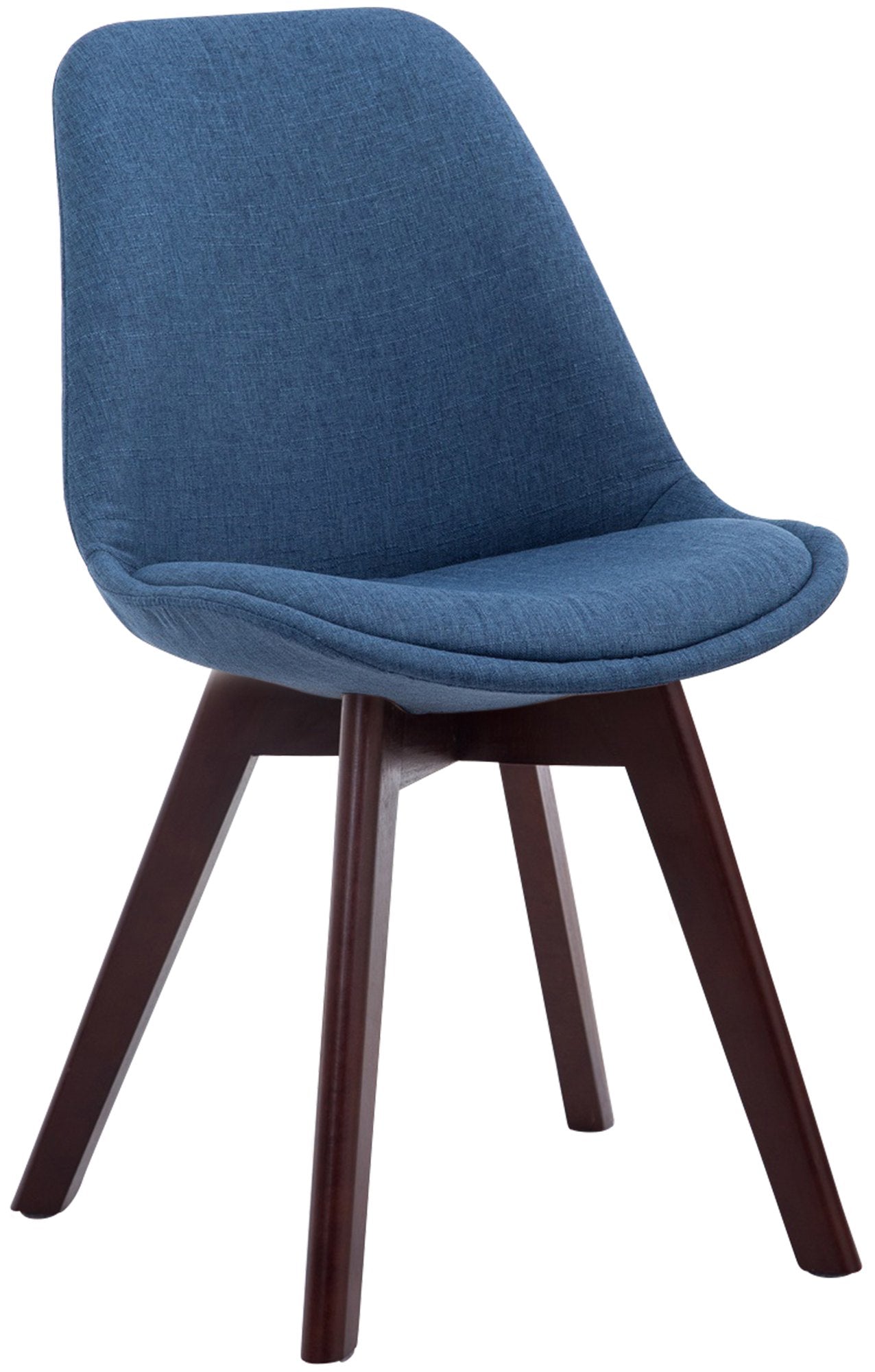 Eetkamerstoel Met Stoffen Bekleding - Bezoekersstoel - Comfortabel Zitten - Beukenhout Onderstel Kleur blauw Onderstel Kleur walnoot