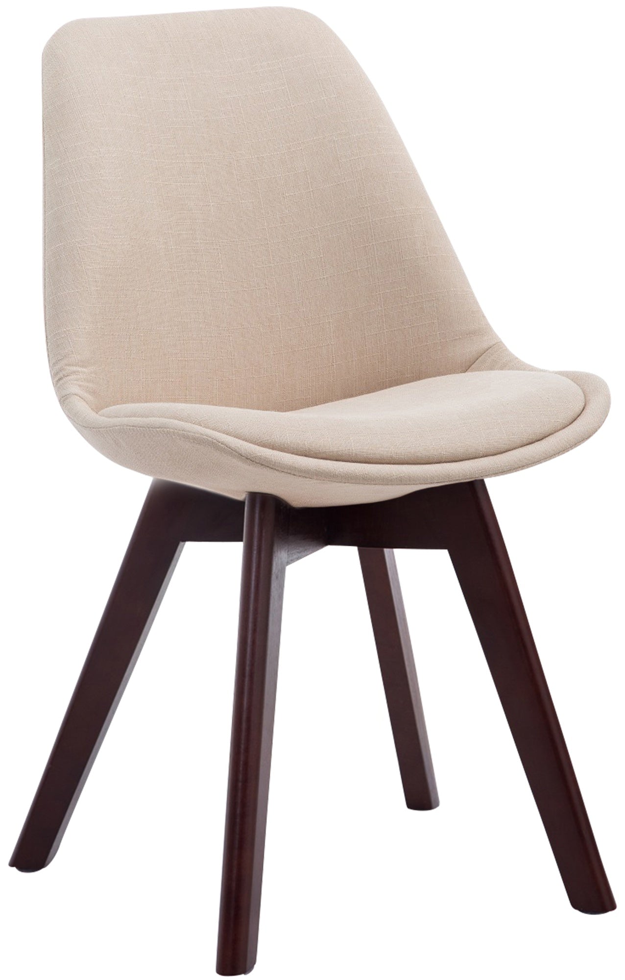Eetkamerstoel Met Stoffen Bekleding - Bezoekersstoel - Comfortabel Zitten - Beukenhout Onderstel Kleur crème Onderstel Kleur walnoot