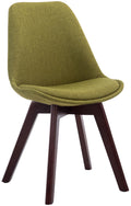 Eetkamerstoel Met Stoffen Bekleding - Bezoekersstoel - Comfortabel Zitten - Beukenhout Onderstel Kleur groen Onderstel Kleur walnoot