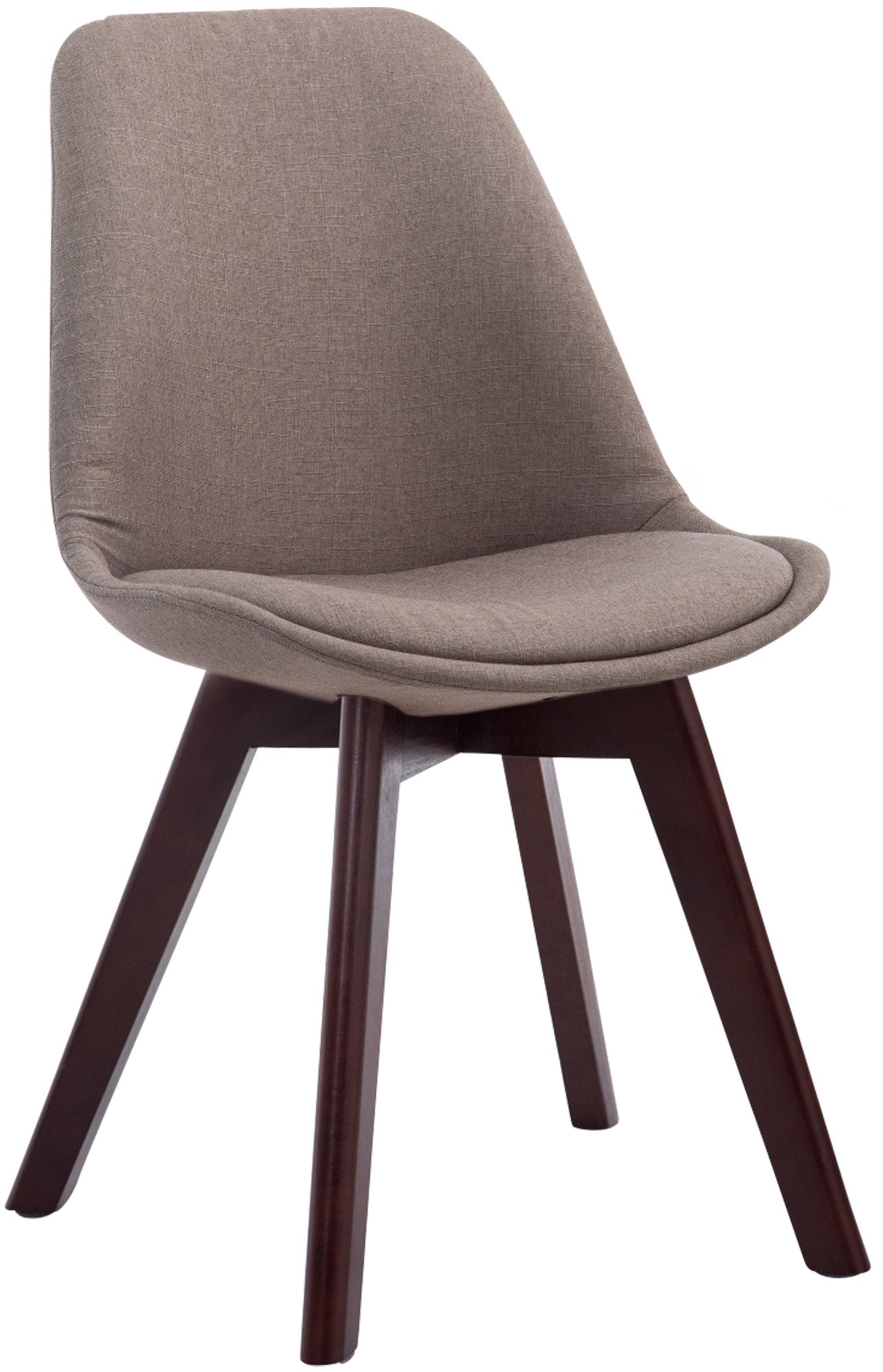 Eetkamerstoel Met Stoffen Bekleding - Bezoekersstoel - Comfortabel Zitten - Beukenhout Onderstel Kleur taupe Onderstel Kleur walnoot