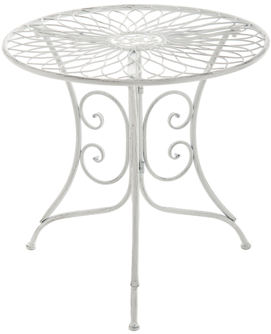 Ronde Bijzettafel Jugendstil - Balkontafel - Weerbestendig Ontwerp Kleur antiek wit