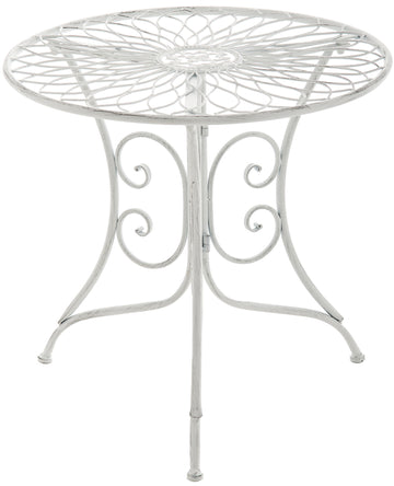 Ronde Bijzettafel Jugendstil - Balkontafel - Weerbestendig Ontwerp Kleur antiek wit