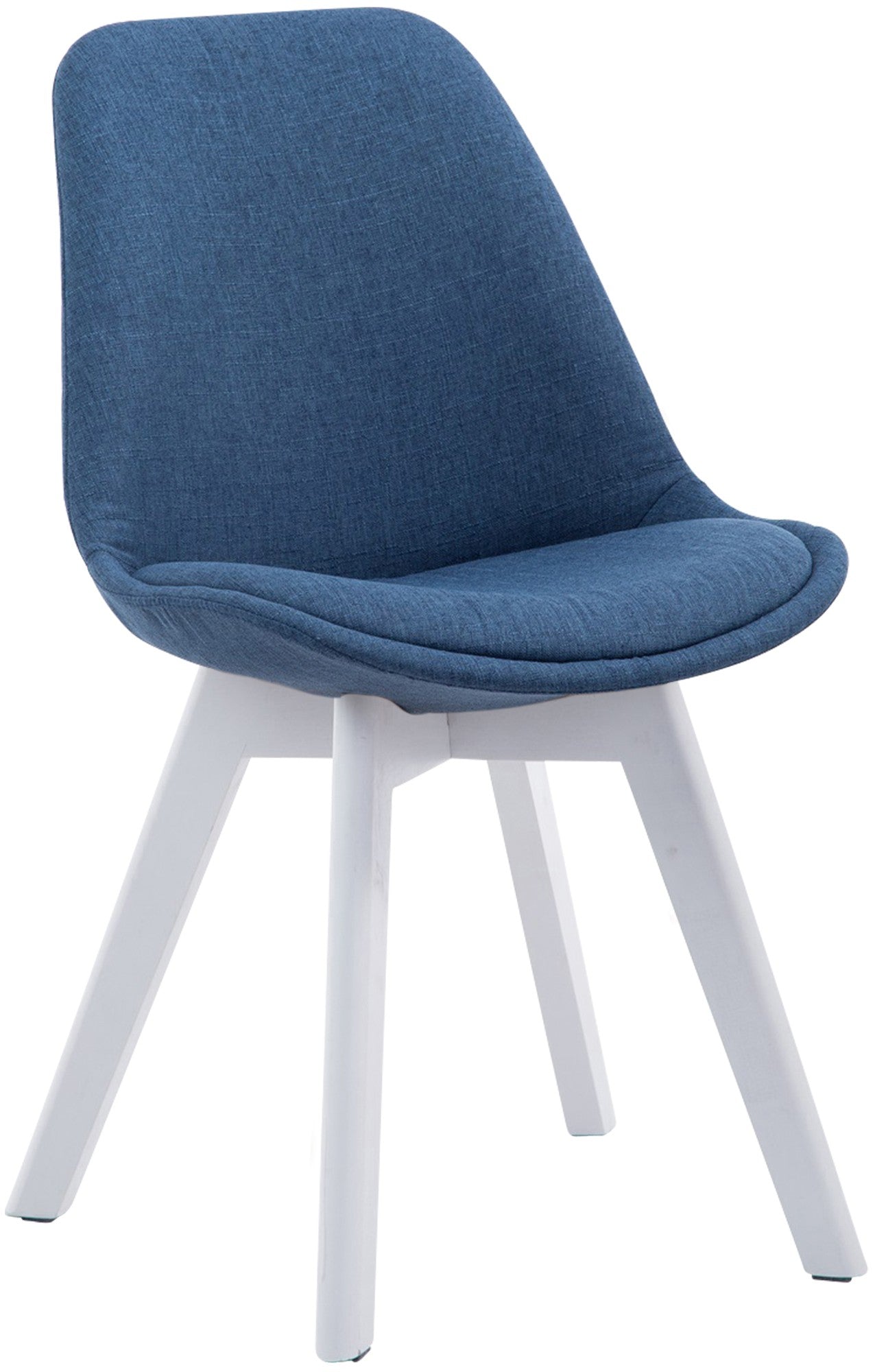 Eetkamerstoel Met Stoffen Bekleding - Bezoekersstoel - Comfortabel Zitten - Beukenhout Onderstel Kleur blauw Onderstel Kleur wit