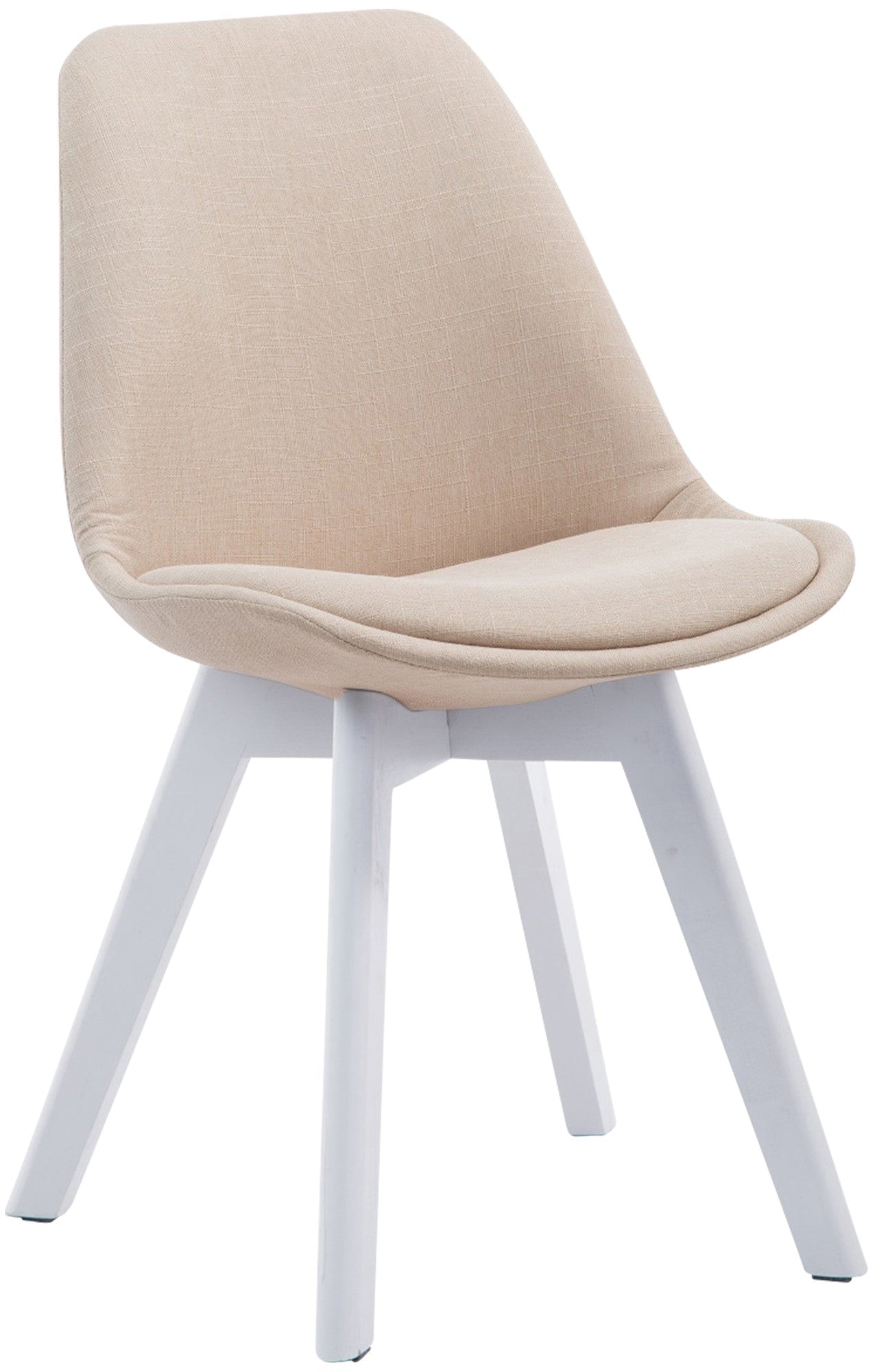 Eetkamerstoel Met Stoffen Bekleding - Bezoekersstoel - Comfortabel Zitten - Beukenhout Onderstel Kleur crème Onderstel Kleur wit