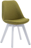 Eetkamerstoel Met Stoffen Bekleding - Bezoekersstoel - Comfortabel Zitten - Beukenhout Onderstel Kleur groen Onderstel Kleur wit