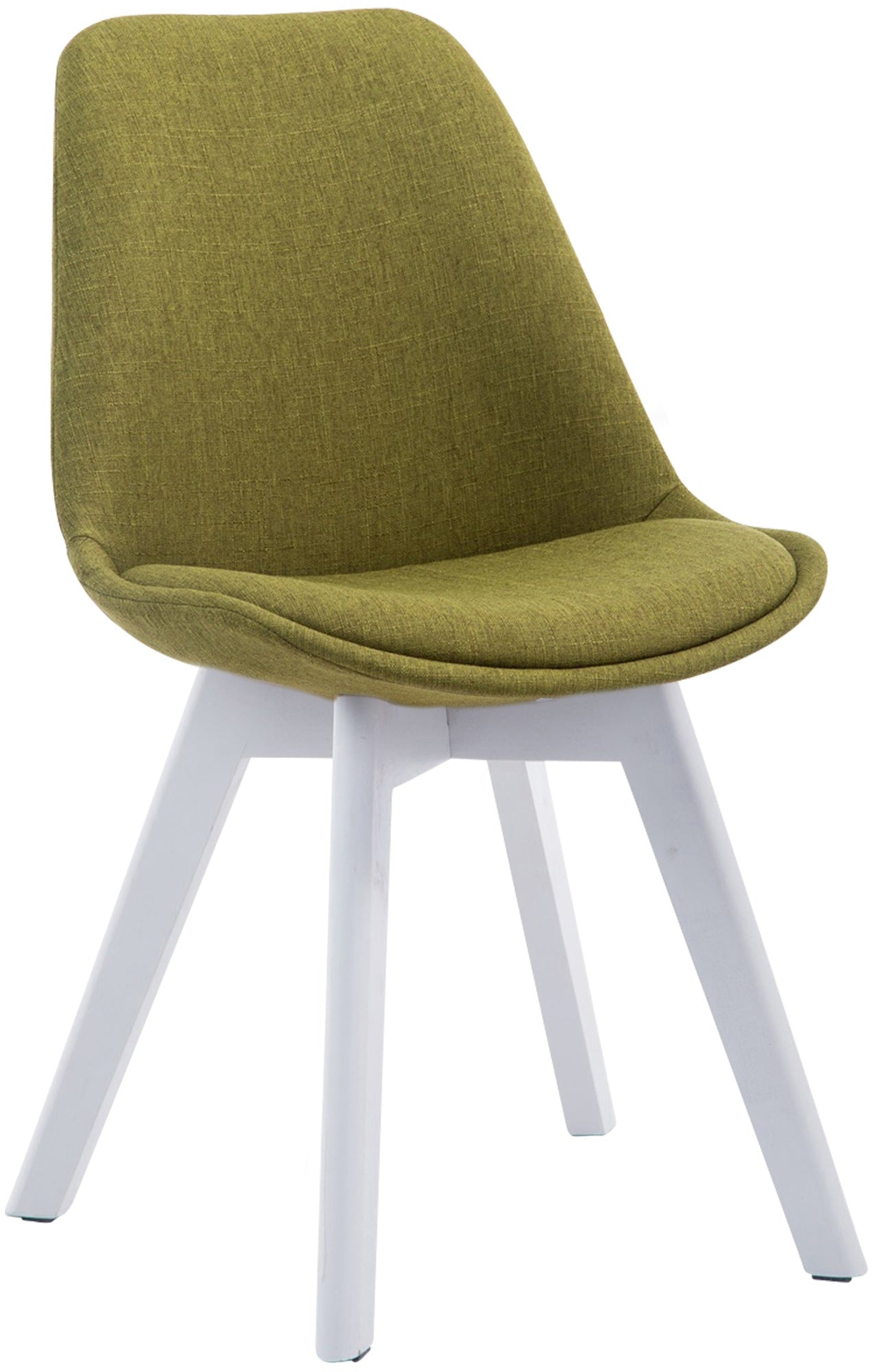 Eetkamerstoel Met Stoffen Bekleding - Bezoekersstoel - Comfortabel Zitten - Beukenhout Onderstel Kleur groen Onderstel Kleur wit