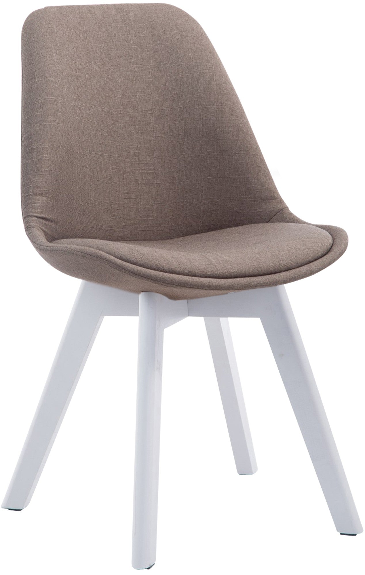 Eetkamerstoel Met Stoffen Bekleding - Bezoekersstoel - Comfortabel Zitten - Beukenhout Onderstel Kleur taupe Onderstel Kleur wit