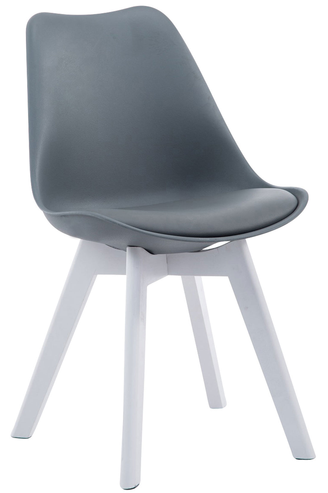 Moderne Eetkamerstoel - Dining Chair - Comfortabele Zithouding Kleur grijs Onderstel Kleur wit