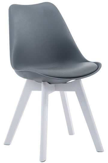 Moderne Eetkamerstoel - Dining Chair - Comfortabele Zithouding Kleur grijs Onderstel Kleur wit
